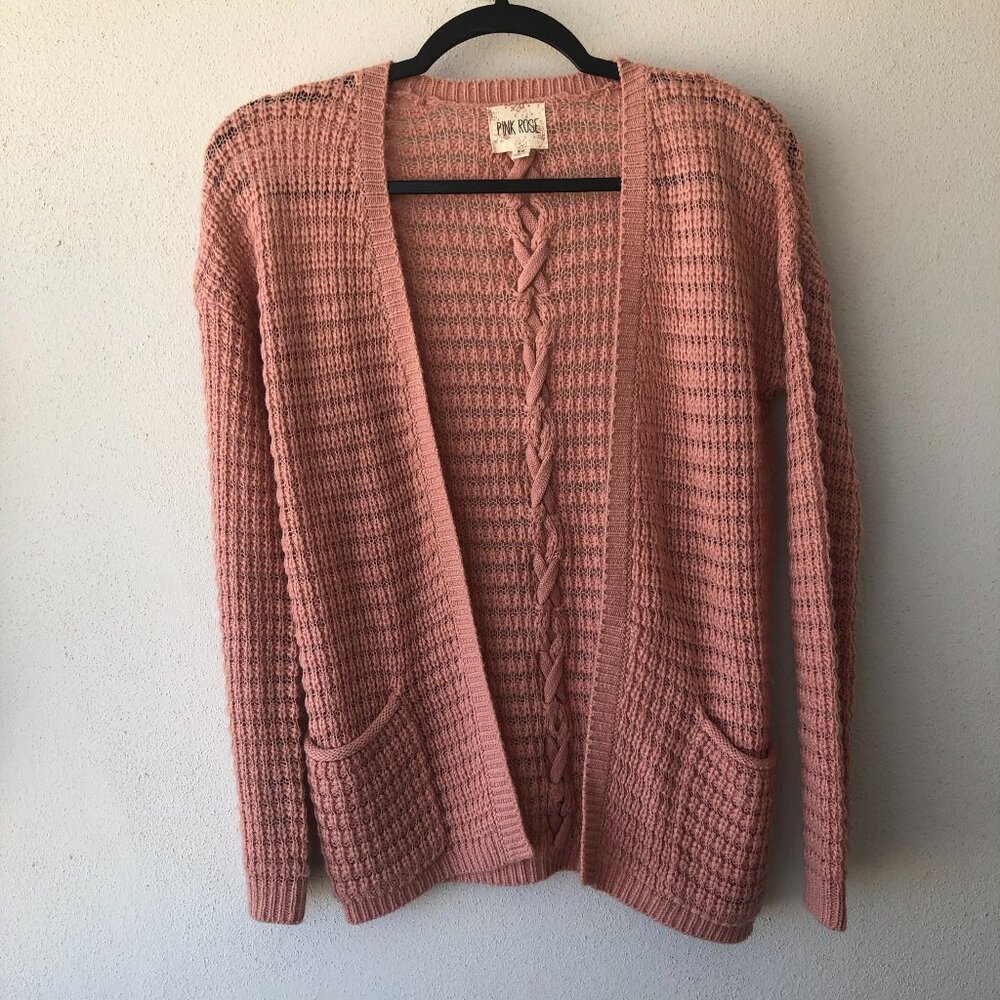 NWOT Pink Rose Knit Cardigan Size XS